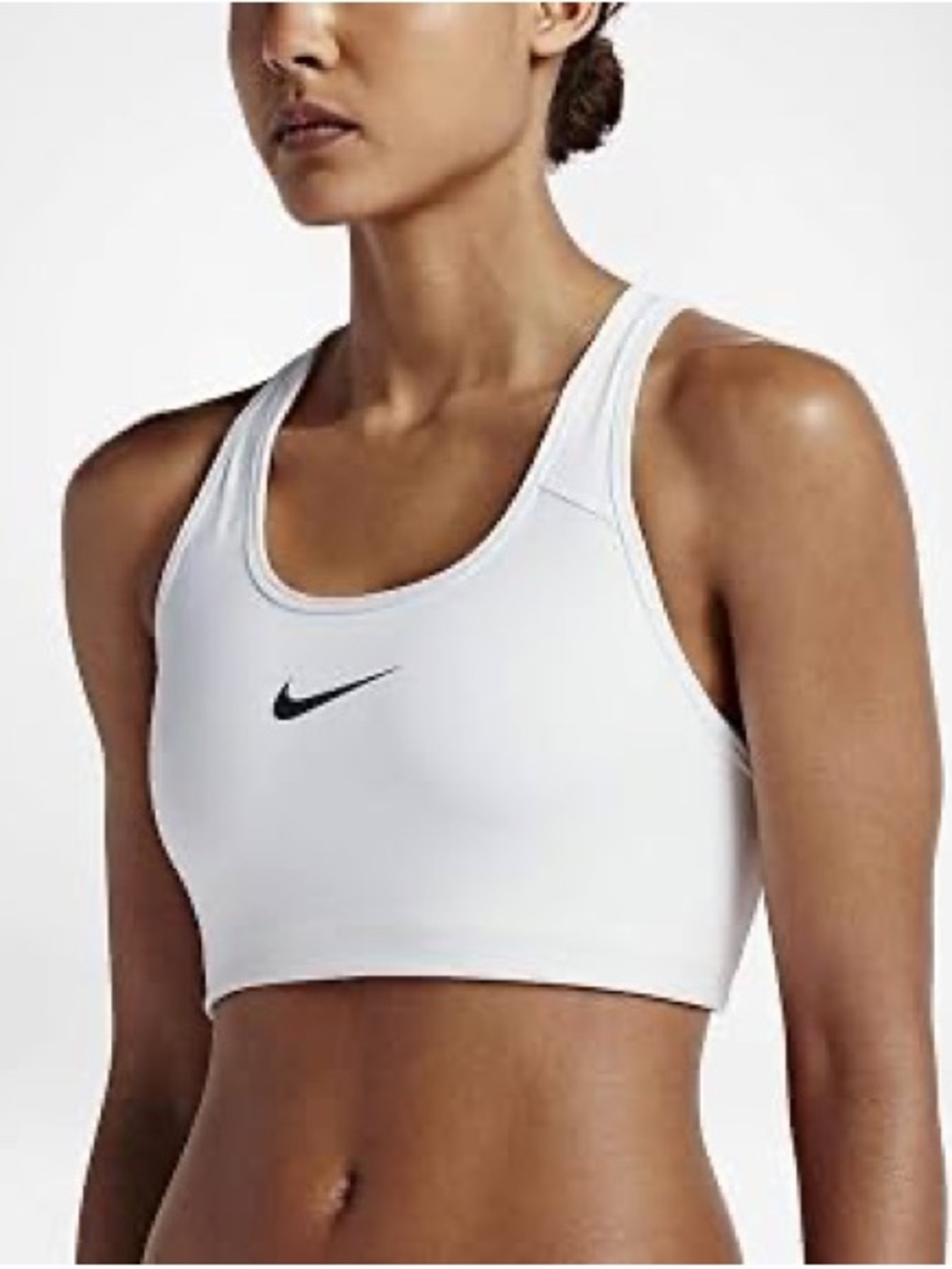 Nike White Racerback Sports Bra with Black Swoosh